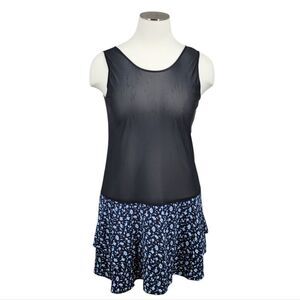 Expose Vintage Blue Ditsy Floral Skirt with attached Cami Women's Plus Size 18